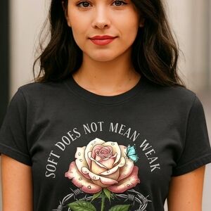 Barbed & Blooming Tee – Gothic Rose Butterfly Graphic Shirt